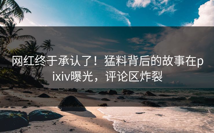 网红终于承认了！猛料背后的故事在pixiv曝光，评论区炸裂