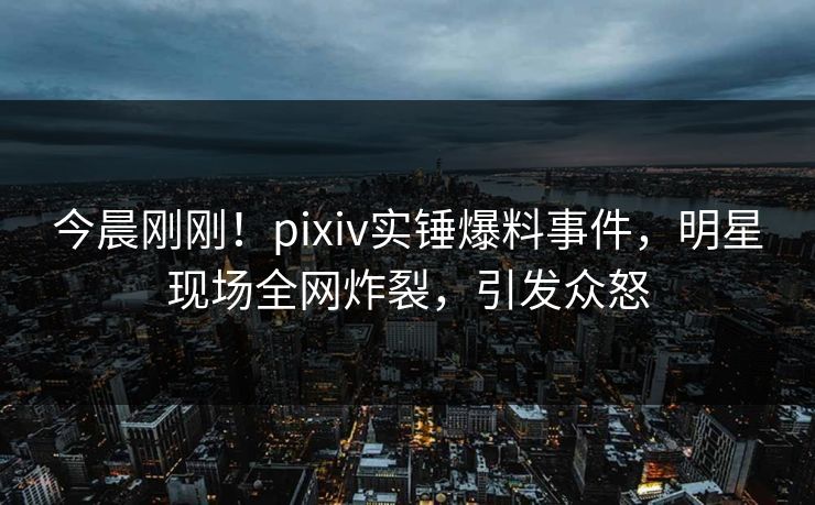 今晨刚刚！pixiv实锤爆料事件，明星现场全网炸裂，引发众怒
