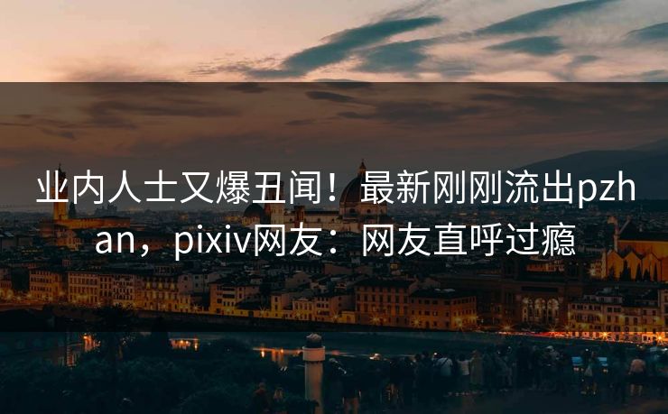 业内人士又爆丑闻！最新刚刚流出pzhan，pixiv网友：网友直呼过瘾