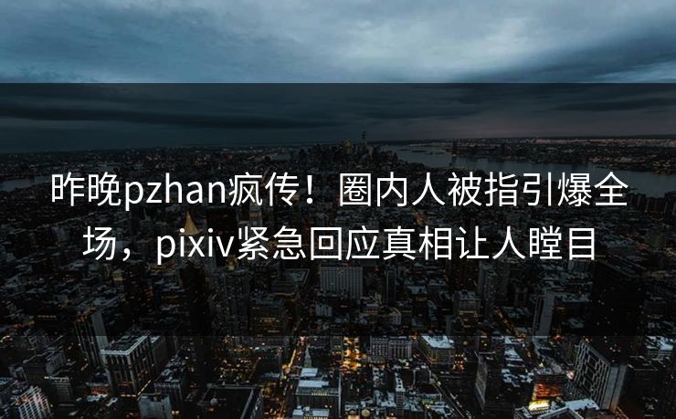 昨晚pzhan疯传！圈内人被指引爆全场，pixiv紧急回应真相让人瞠目