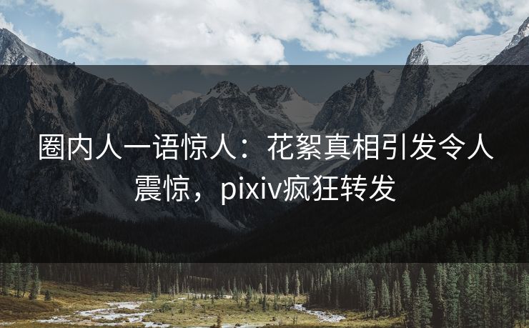 圈内人一语惊人：花絮真相引发令人震惊，pixiv疯狂转发