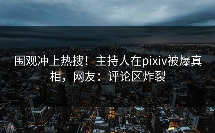 围观冲上热搜！主持人在pixiv被爆真相，网友：评论区炸裂
