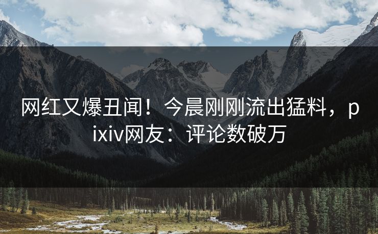 网红又爆丑闻！今晨刚刚流出猛料，pixiv网友：评论数破万