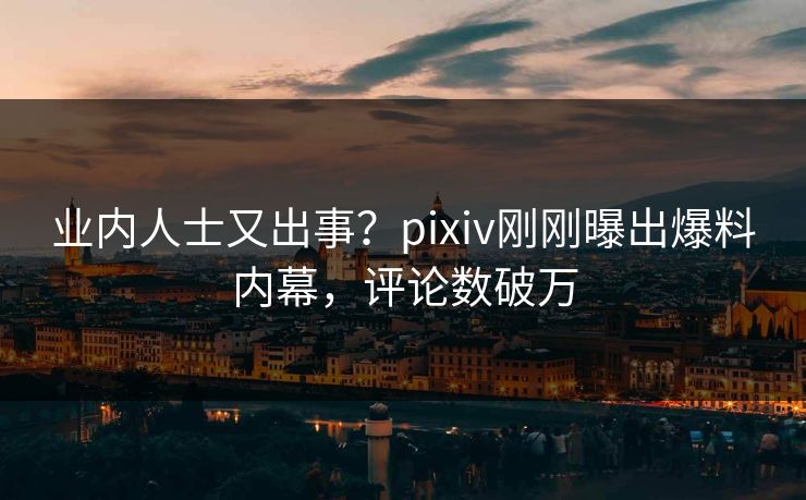 业内人士又出事？pixiv刚刚曝出爆料内幕，评论数破万