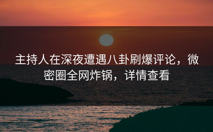 主持人在深夜遭遇八卦刷爆评论，微密圈全网炸锅，详情查看