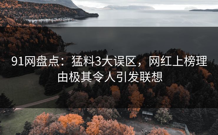 91网盘点：猛料3大误区，网红上榜理由极其令人引发联想
