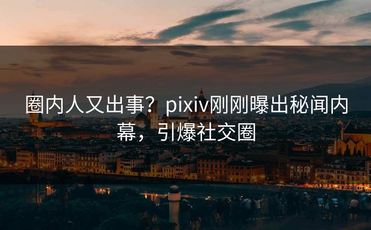 圈内人又出事？pixiv刚刚曝出秘闻内幕，引爆社交圈
