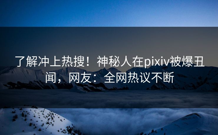 了解冲上热搜！神秘人在pixiv被爆丑闻，网友：全网热议不断