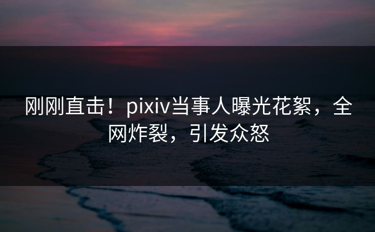 刚刚直击！pixiv当事人曝光花絮，全网炸裂，引发众怒