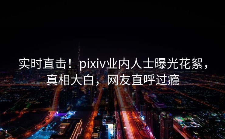实时直击！pixiv业内人士曝光花絮，真相大白，网友直呼过瘾