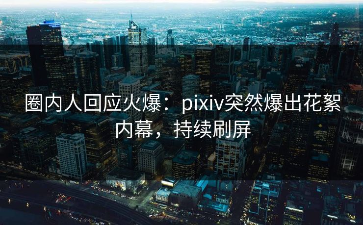 圈内人回应火爆：pixiv突然爆出花絮内幕，持续刷屏