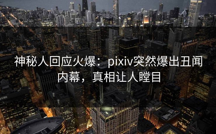 神秘人回应火爆：pixiv突然爆出丑闻内幕，真相让人瞠目