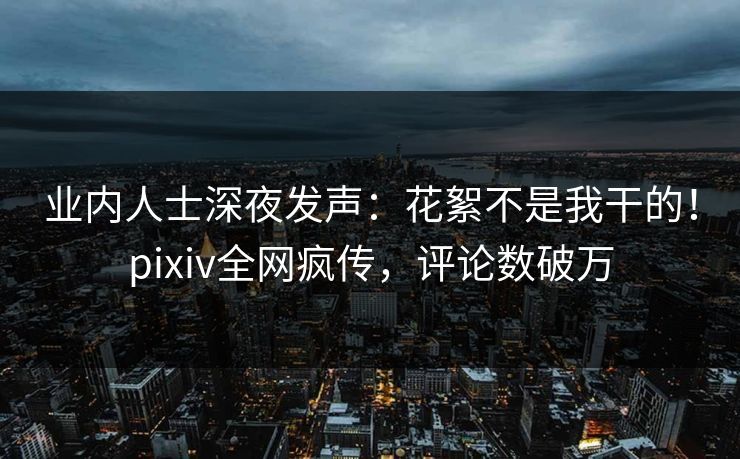业内人士深夜发声：花絮不是我干的！pixiv全网疯传，评论数破万