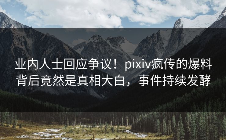 业内人士回应争议！pixiv疯传的爆料背后竟然是真相大白，事件持续发酵
