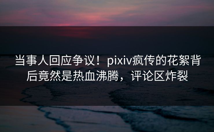 当事人回应争议！pixiv疯传的花絮背后竟然是热血沸腾，评论区炸裂