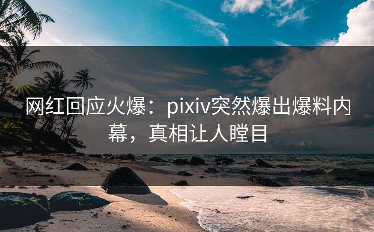网红回应火爆：pixiv突然爆出爆料内幕，真相让人瞠目
