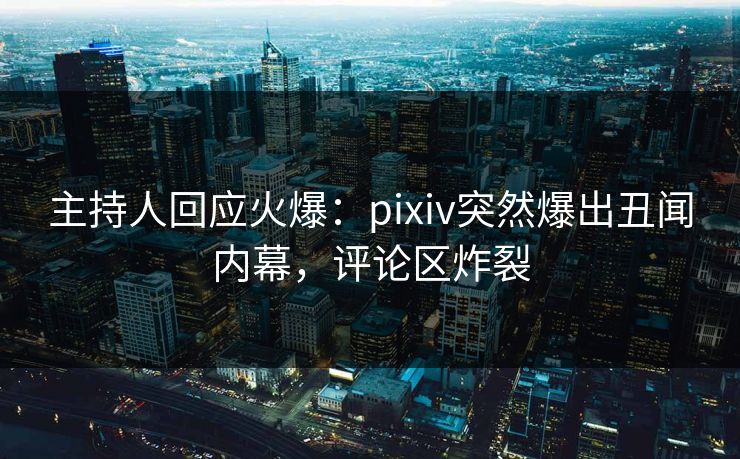 主持人回应火爆：pixiv突然爆出丑闻内幕，评论区炸裂