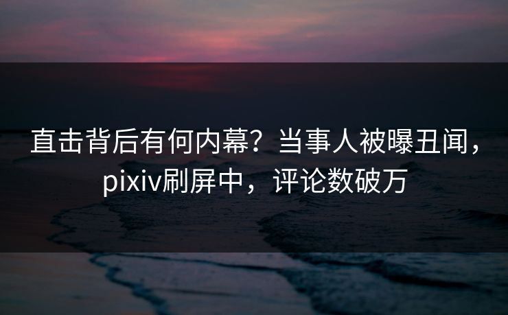 直击背后有何内幕？当事人被曝丑闻，pixiv刷屏中，评论数破万
