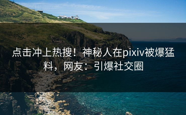 点击冲上热搜！神秘人在pixiv被爆猛料，网友：引爆社交圈