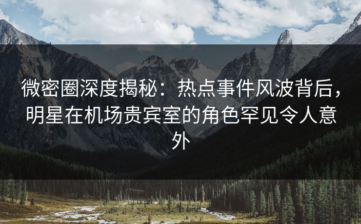 微密圈深度揭秘：热点事件风波背后，明星在机场贵宾室的角色罕见令人意外